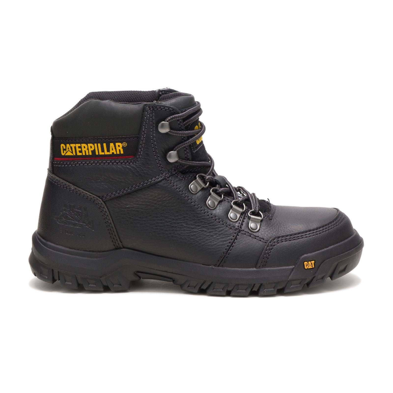 Men's Caterpillar Outline Steel Toe Work Boots Black Ireland QMVA69871